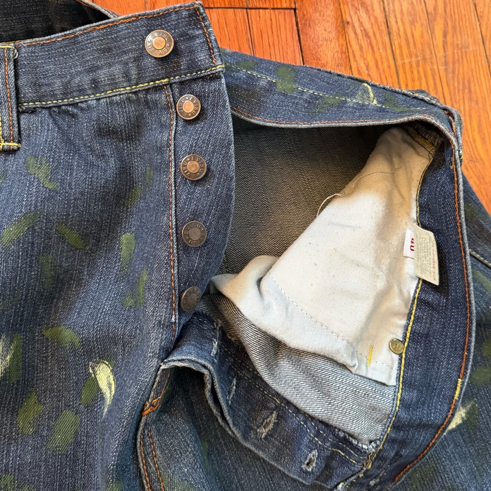 Y2K Evisu Dragon Koi Fish Hand Painted Vintage Denim Jeans - Picture 11 of 16